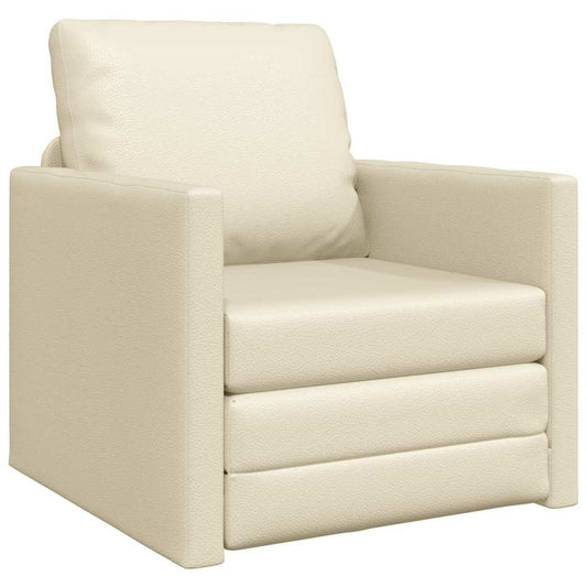 Floor Sofa Bed with Cushion Cream 74 x 77 x 81 cm Faux leather