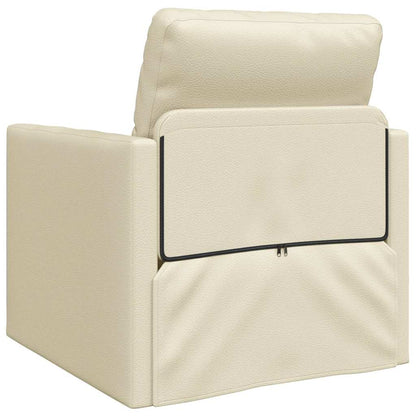 Floor Sofa Bed with Cushion Cream 74 x 77 x 81 cm Faux leather
