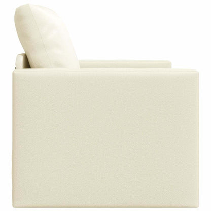 Floor Sofa Bed with Cushion Cream 74 x 77 x 81 cm Faux leather