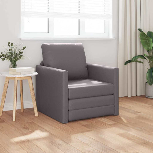 Floor Sofa Bed with Cushion Grey 74 x 77 x 81 cm Faux leather