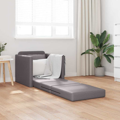 Floor Sofa Bed with Cushion Grey 74 x 77 x 81 cm Faux leather