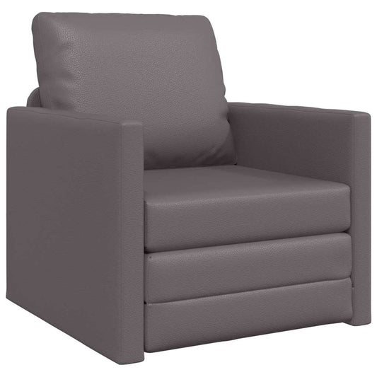 Floor Sofa Bed with Cushion Grey 74 x 77 x 81 cm Faux leather