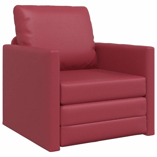 Floor Sofa Bed Wine red 74 x 77 x 81 cm Faux leather