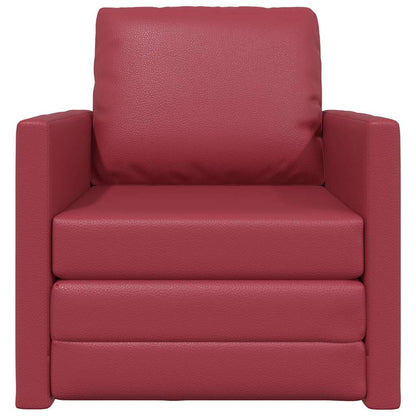 Floor Sofa Bed Wine red 74 x 77 x 81 cm Faux leather