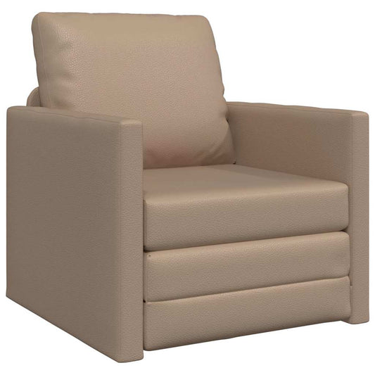 Floor Sofa Bed Cappuccino 74 x 77 x 81 cm Faux leather