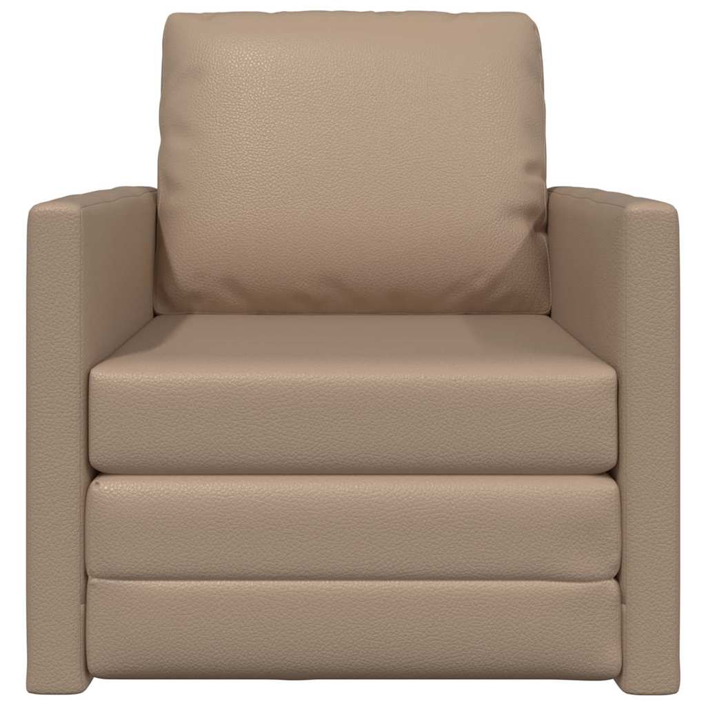 Floor Sofa Bed Cappuccino 74 x 77 x 81 cm Faux leather