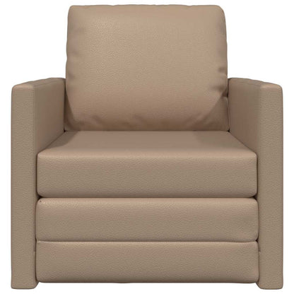 Floor Sofa Bed Cappuccino 74 x 77 x 81 cm Faux leather