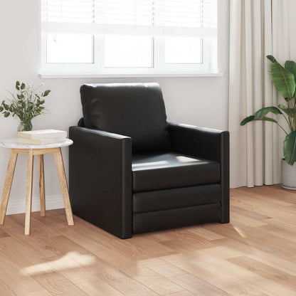 Floor Sofa Bed with Cushion Black 74 x 77 x 81 cm Faux leather
