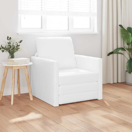 Floor Sofa Bed with Cushion White 74 x 77 x 81 cm Faux leather