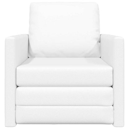 Floor Sofa Bed with Cushion White 74 x 77 x 81 cm Faux leather