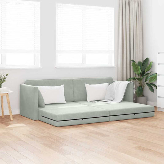 Floor Sofa Bed Light grey 213 x 76 x 77 cm Velvet