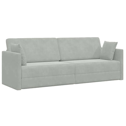 Floor Sofa Bed Light grey 213 x 76 x 77 cm Velvet
