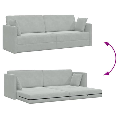 Floor Sofa Bed Light grey 213 x 76 x 77 cm Velvet