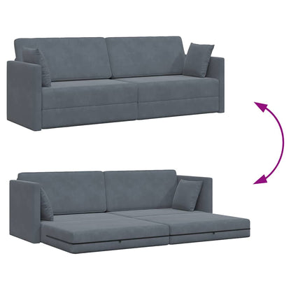 Floor Sofa Bed Dark Grey 213 x 76 x 77 cm Velvet