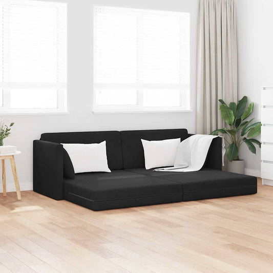 Floor Sofa Bed Black 213 x 76 x 77 cm Velvet
