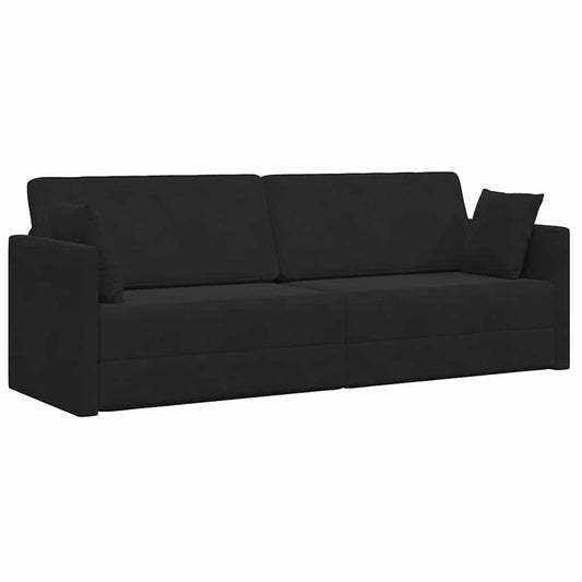 Floor Sofa Bed Black 213 x 76 x 77 cm Velvet