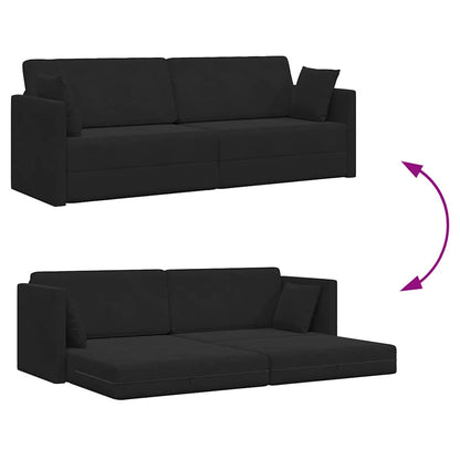 Floor Sofa Bed Black 213 x 76 x 77 cm Velvet