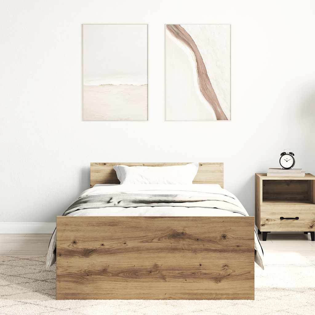 Bed Frame without Mattress Artisan Oak 90x200 cm Engineered Wood