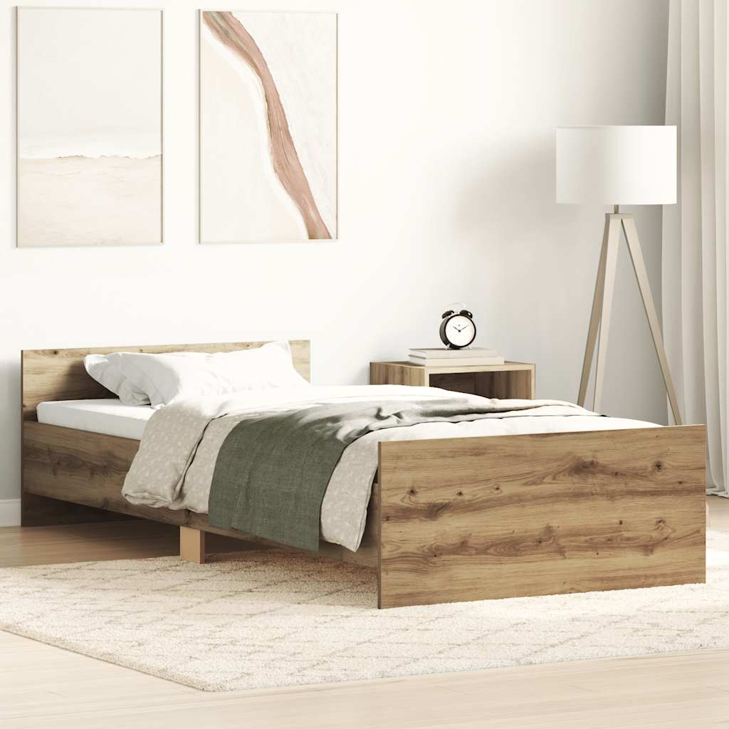Bed Frame without Mattress Artisan Oak 90x200 cm Engineered Wood