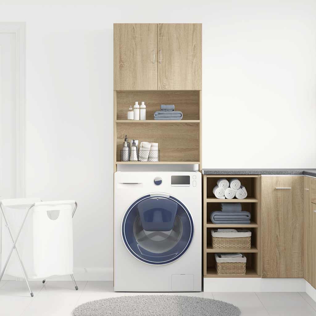 Washing Machine Cabinet Sonoma Oak 64x24x190 cm Engineered Wood