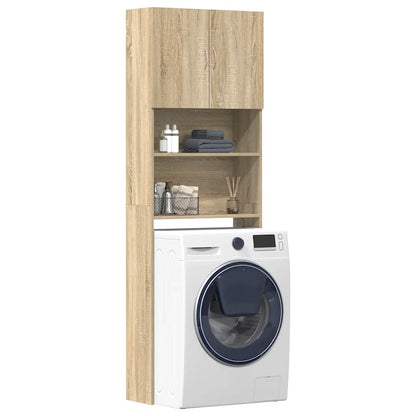 Washing Machine Cabinet Sonoma Oak 64x24x190 cm Engineered Wood