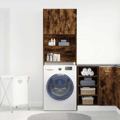 Washing Machine Cabinet Smoked Oak 64x24x190 cm Engineered Wood