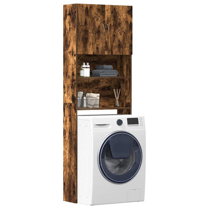 Washing Machine Cabinet Smoked Oak 64x24x190 cm Engineered Wood