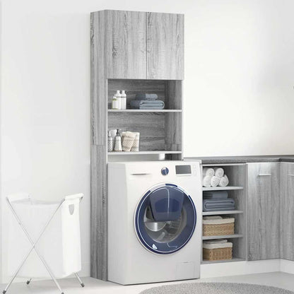 Washing Machine Cabinet Grey Sonoma 64x24x190 cm Engineered Wood