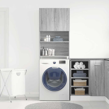 Washing Machine Cabinet Grey Sonoma 64x24x190 cm Engineered Wood