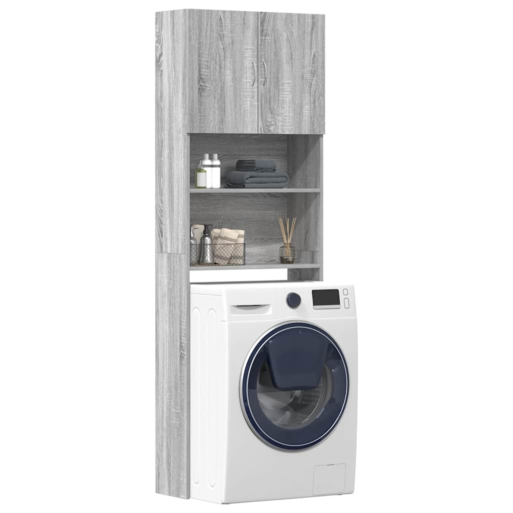 Washing Machine Cabinet Grey Sonoma 64x24x190 cm Engineered Wood