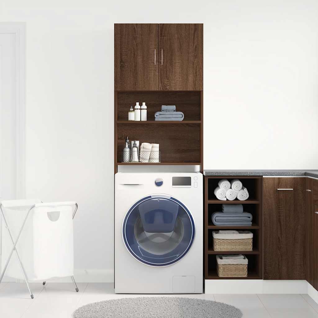 Washing Machine Cabinet Brown Oak 64x24x190 cm Engineered Wood