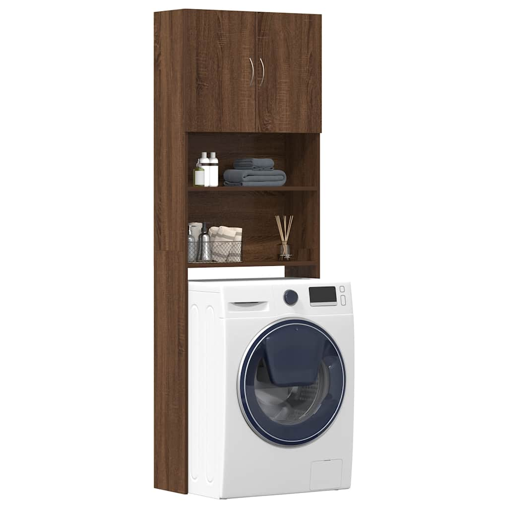 Washing Machine Cabinet Brown Oak 64x24x190 cm Engineered Wood