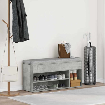 Shoe Bench Concrete Grey 102x30.5x45 cm Engineered Wood