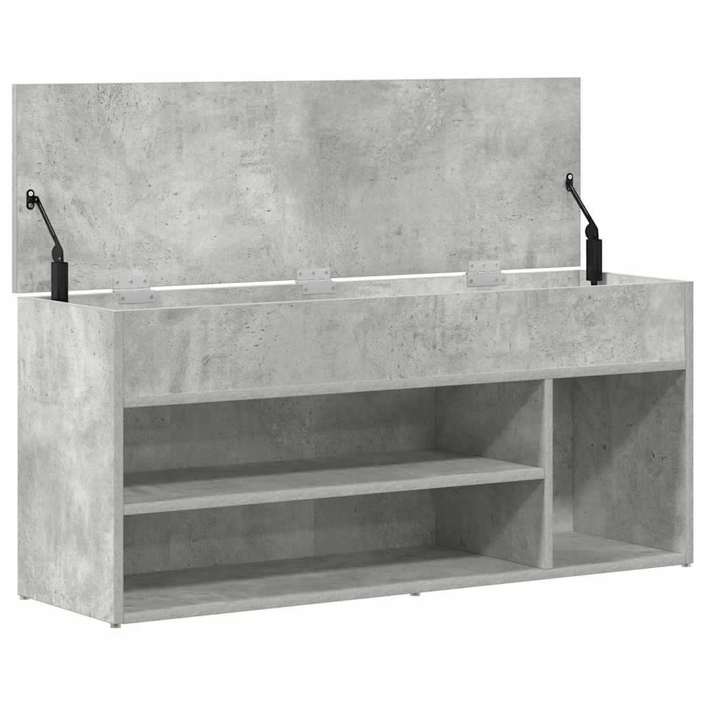 Shoe Bench Concrete Grey 102x30.5x45 cm Engineered Wood