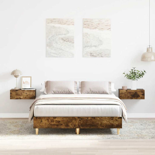 Bed Frame No Mattress Smoked Oak 120x200 cm Engineered Wood