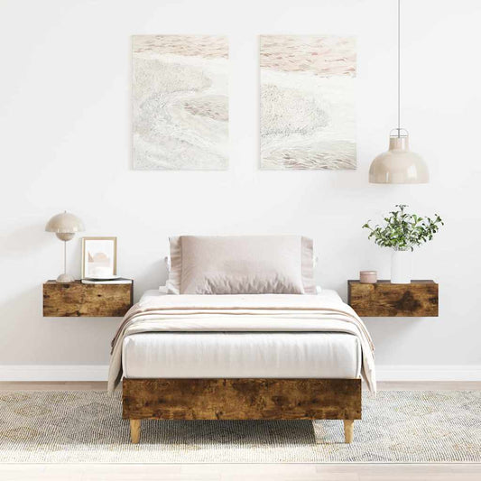 Bed Frame No Mattress Smoked Oak 100x200 cm Engineered Wood