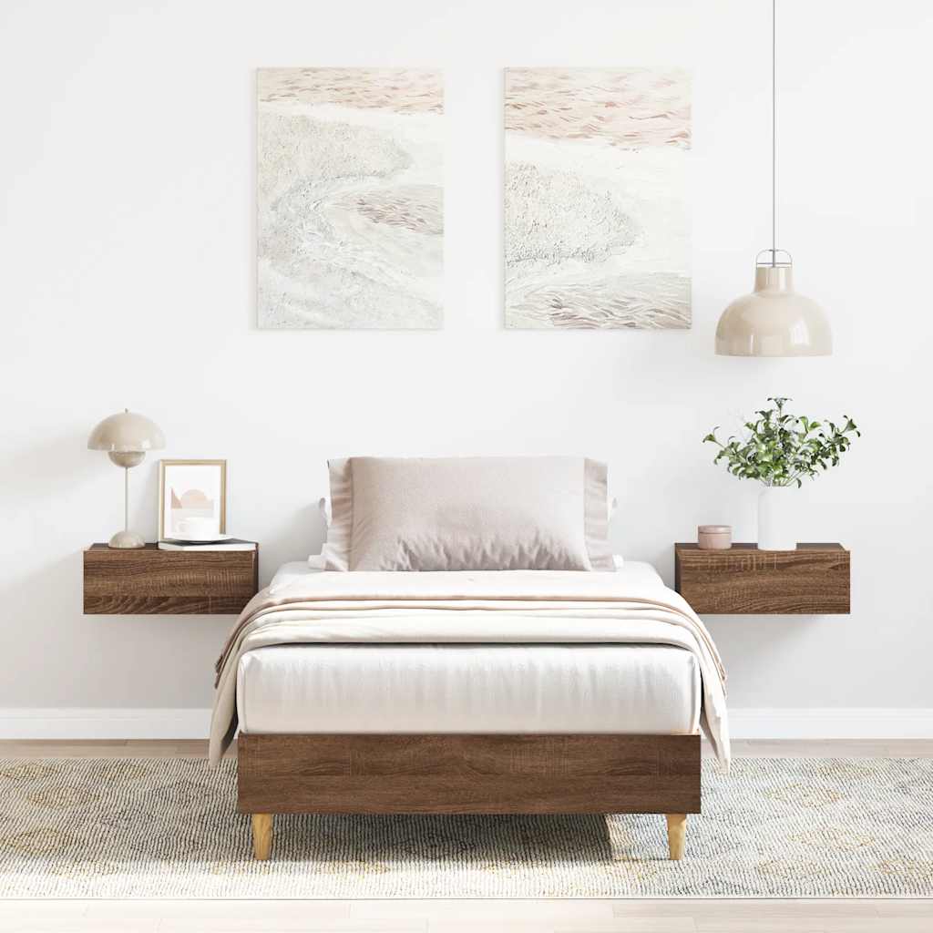 Bed Frame No Mattress Brown Oak 100x200 cm Engineered Wood
