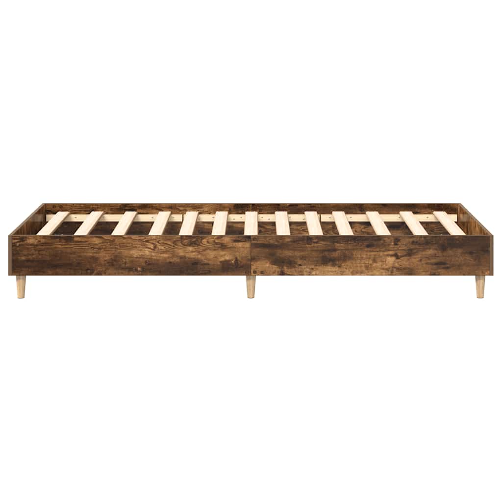 Bed Frame No Mattress Smoked Oak 90x200 cm Engineered Wood