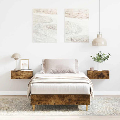 Bed Frame No Mattress Smoked Oak 90x200 cm Engineered Wood