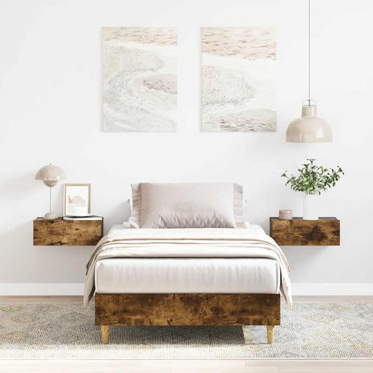 Bed Frame No Mattress Smoked Oak 90x200 cm Engineered Wood