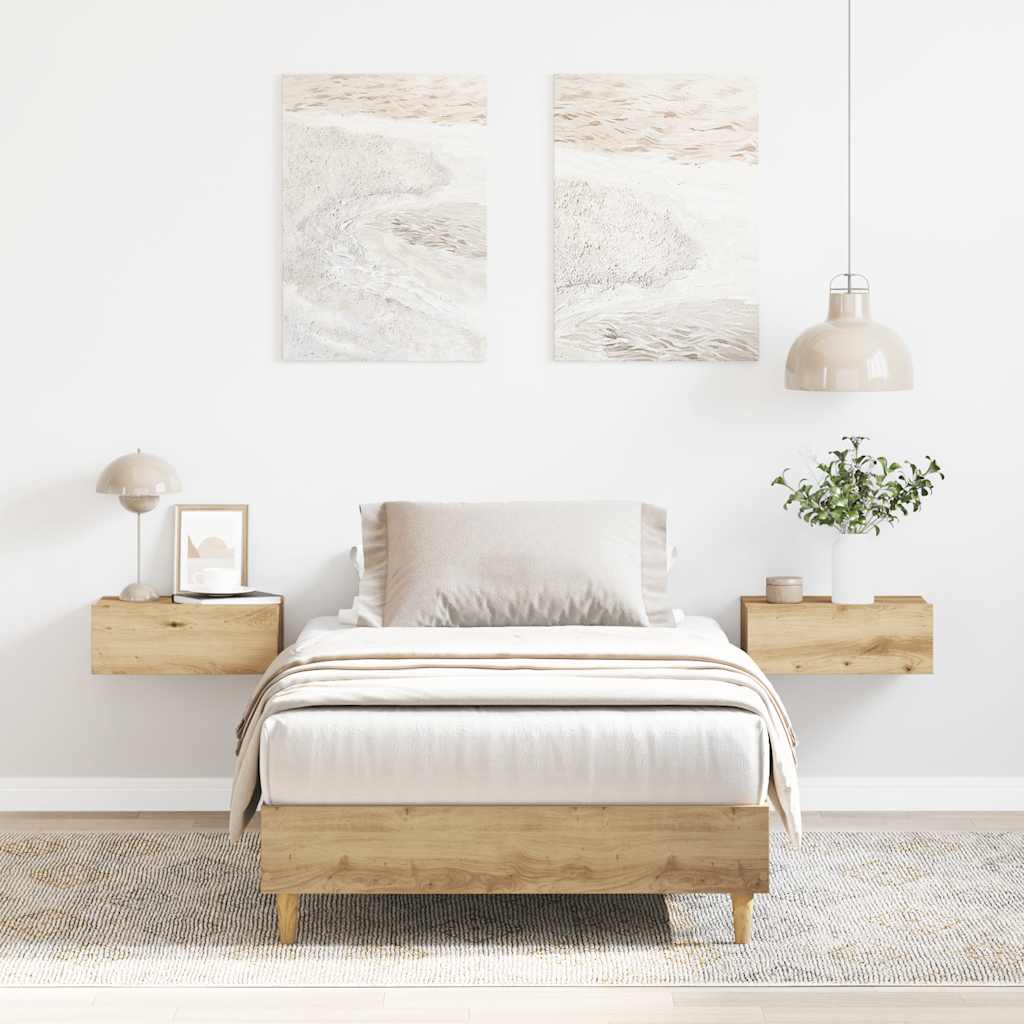 Bed Frame No Mattress Artisan Oak 90x200 cm Engineered Wood