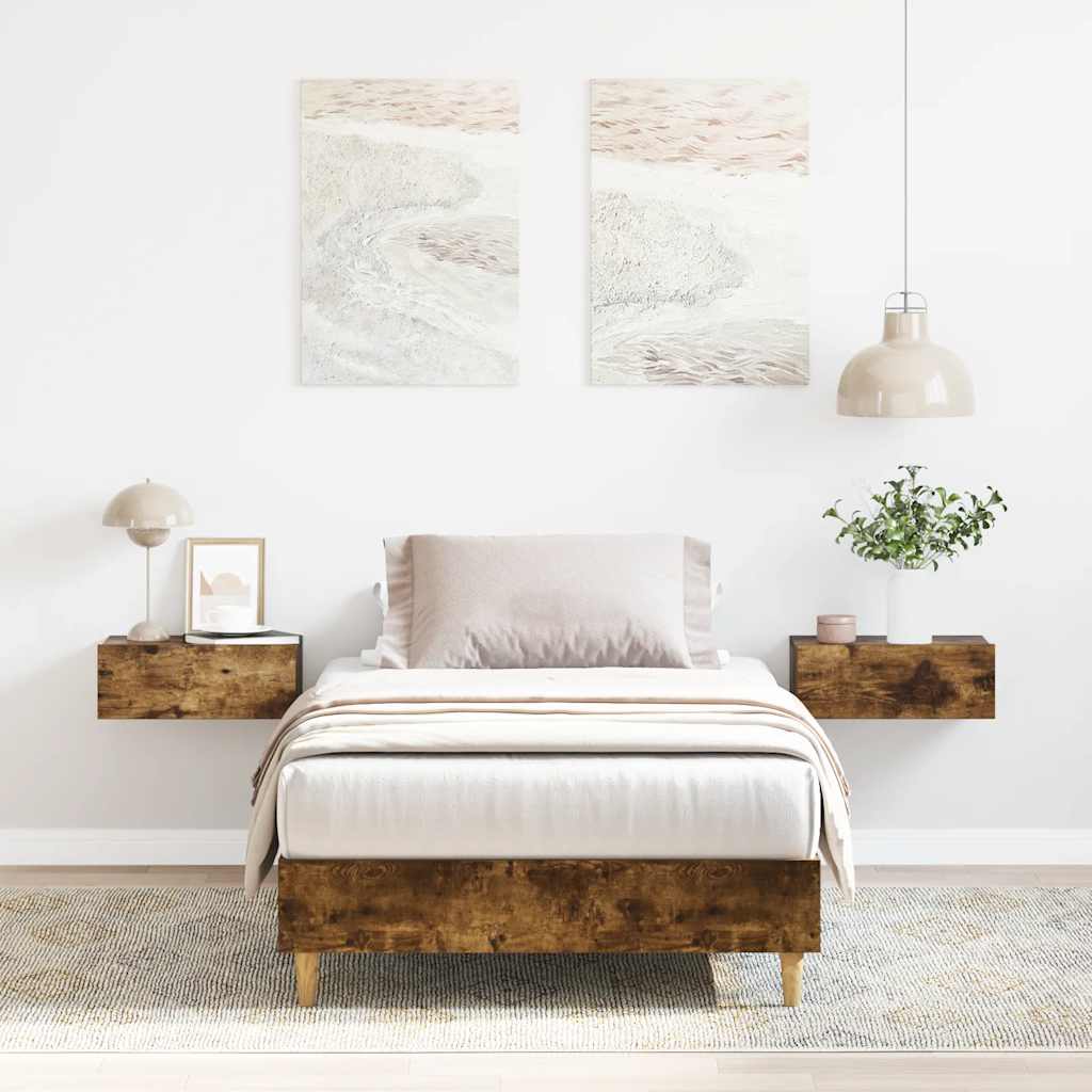 Bed Frame No Mattress Smoked Oak 90x190 cm Single Engineered Wood