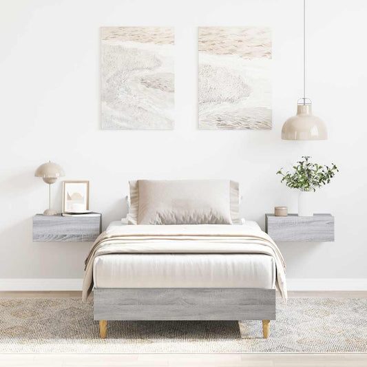 Bed Frame No Mattress Grey Sonoma 75x190 cm Small Single Engineered Wood