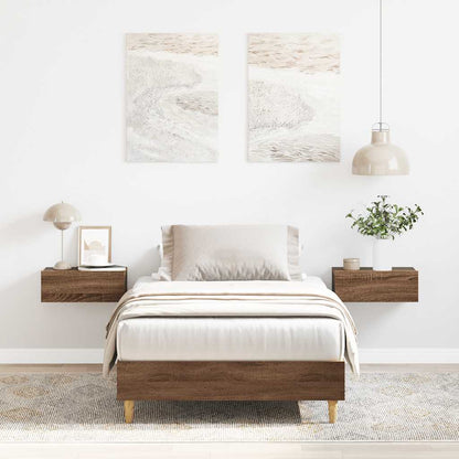 Bed Frame No Mattress Brown Oak 75x190 cm Small Single Engineered Wood