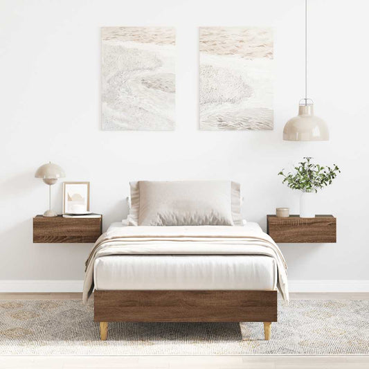 Bed Frame No Mattress Brown Oak 75x190 cm Small Single Engineered Wood