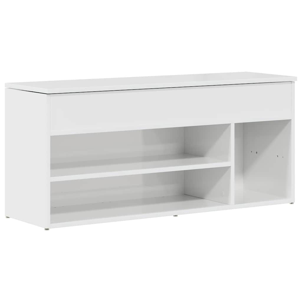 Shoe Bench High Gloss White 102x30.5x45 cm Engineered Wood