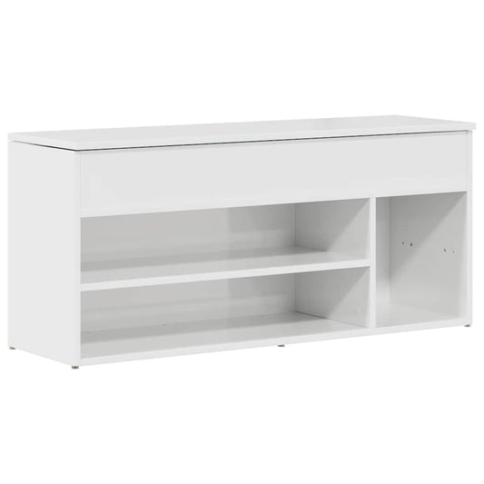 Shoe Bench High Gloss White 102x30.5x45 cm Engineered Wood