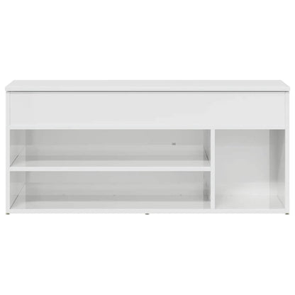 Shoe Bench High Gloss White 102x30.5x45 cm Engineered Wood