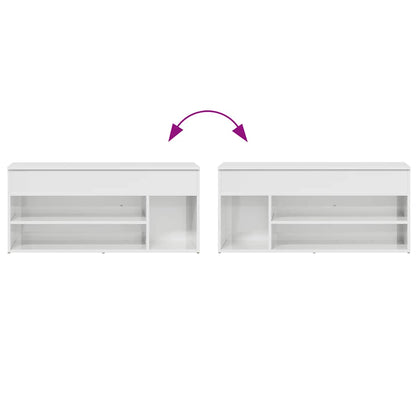 Shoe Bench High Gloss White 102x30.5x45 cm Engineered Wood