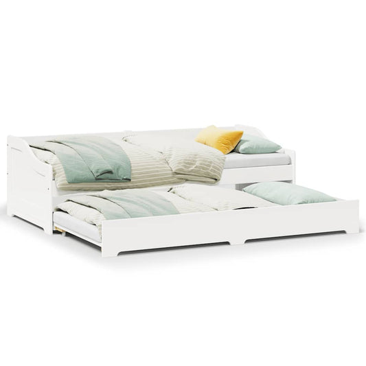 Daybed with Trundle without Mattress IRUN White 90x200 cm
